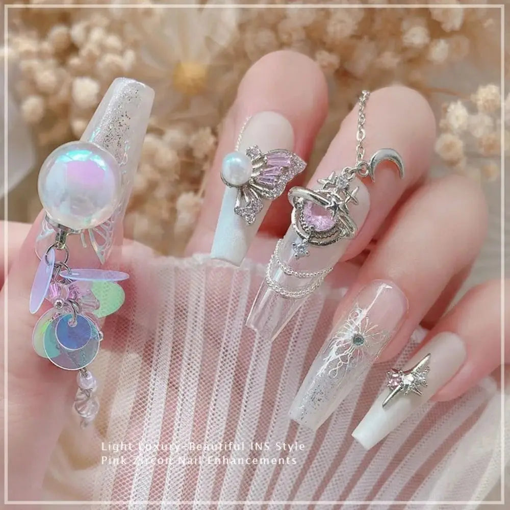 Light Luxury Charms Luxury Nails DIY Nail Charms Japanese Style Pink Jewel Nails Decor Manicure Ornaments Alloy