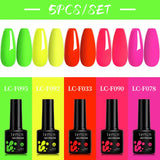 LILYCUTE 5Pcs/Set 7ML Red Brown Nail Gel DIY Nail Art Semi Permanent UV Gel Polish Long Lasting Design Manicure Kit Supplies
