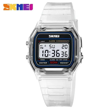 SKMEI Transparent TPU Strap Ladies Wristwatch Shockproof Back Light Display Stopwatch Digital Watches Women 2056 reloj mujer - Lootquake