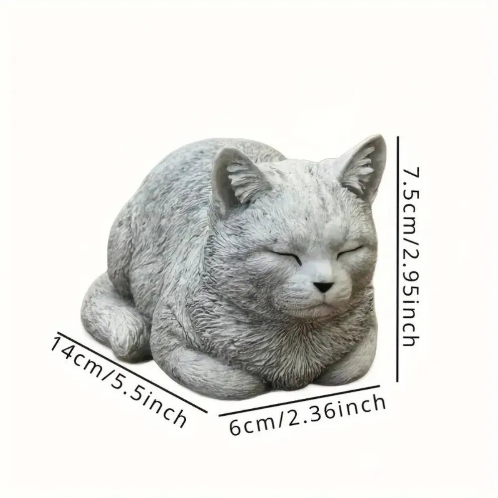 Estatua de gato de resina con adorno de gato, figuras de animales únicas y realistas, escultura de gato de dibujos animados para patio.