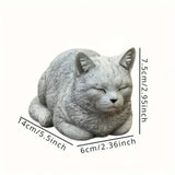 Estatua de gato de resina con adorno de gato, figuras de animales únicas y realistas, escultura de gato de dibujos animados para patio.