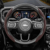 Funda de volante de gamuza a presión para Jeep Renegade Compass Wrangler JK JL Grand Cherokee WK2, accesorios WJ Portachiavi