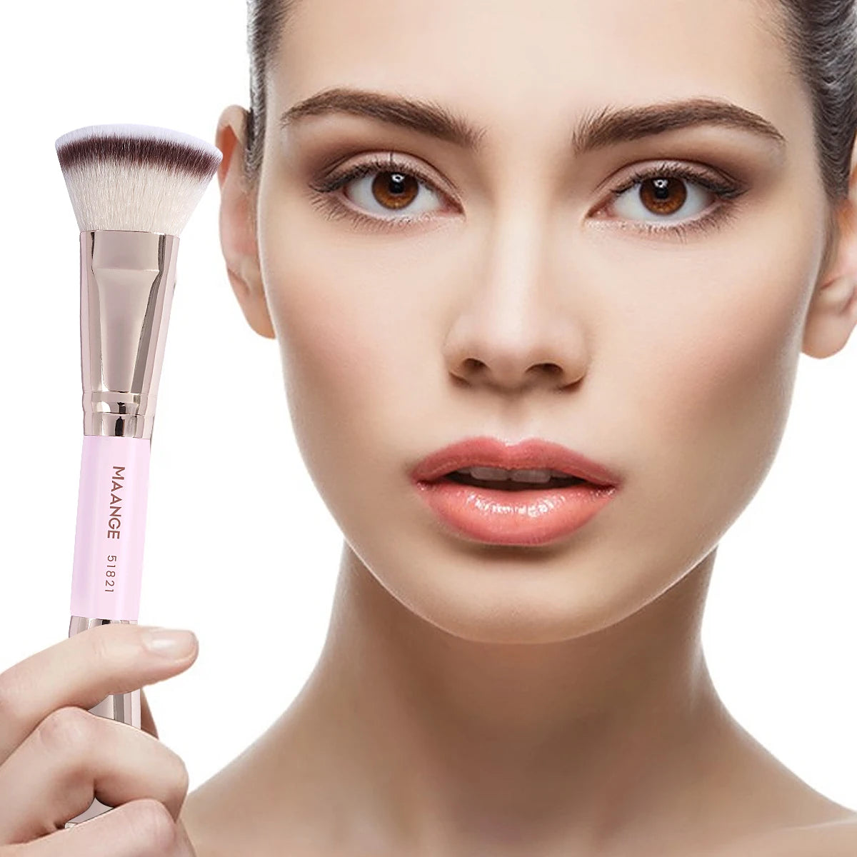 MAANGE - Juego de 2 brochas para base de maquillaje, crema líquida, polvos, contorno, pulido, difuminado, corrector, brochas faciales, herramientas de maquillaje cosmético