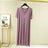 Modal Cotton Short Sleeved Nightdress for Women's Summer Casual Home Sleepwear V-neck Pleated Oversized Loose Hem Mid-Long Dress - Lootquake