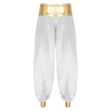 Halloween Men Arabian Indian Prince Cosplay Costume Stain Shiny Harem Trousers Arab Costume Carnival Dress Up Lantern Long Pants