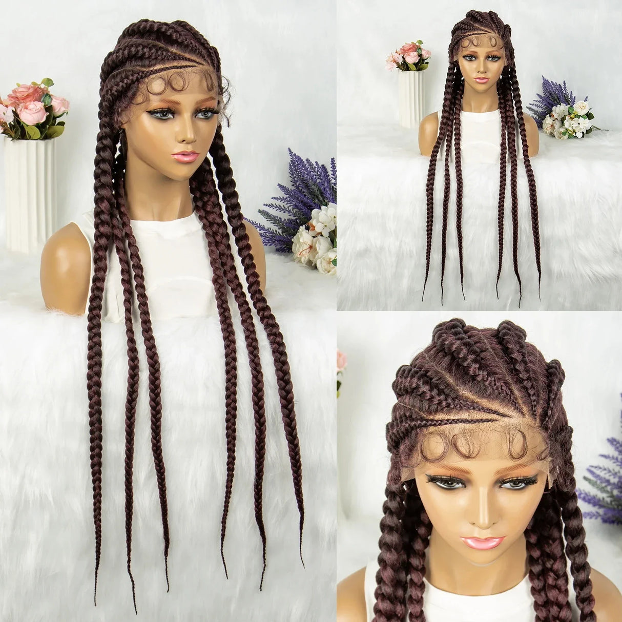 36" Blonde Knotless Box & Cornrow Braids Wig | Lace Front