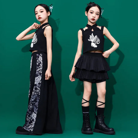 4-15 years old Girls jazz dance costumes Girls Jazz Hip Hop Dance Costume Girls Skirt Set - Lootquake