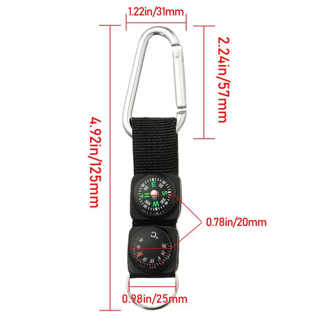 Mini Compass Thermometer Carabiner Compass Thermometer Carabiner 3 in 1 Outdoor Hiking Key Buckle Double Sided Metal Compasses - Lootquake