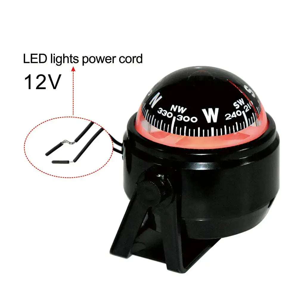 Navigation Car Compass For Marine Car Boat Pivoting Electronic LED Light Guide Ball Vehicle Navigation Tool Compass Accessories - Lootquake