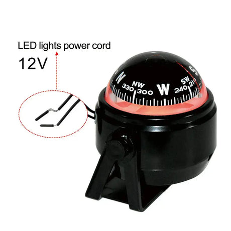 Navigation Car Compass For Marine Car Boat Pivoting Electronic LED Light Guide Ball Vehicle Navigation Tool Compass Accessories - Lootquake