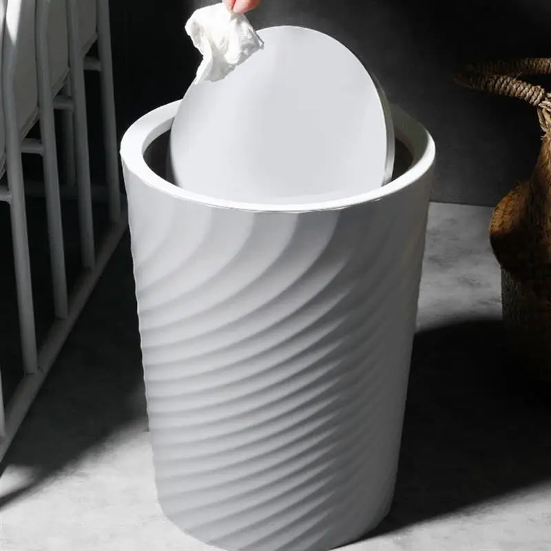 10L-12L Trash Bin with Swing Lid Plastic Waste Basket Office Trash Household Living Room Can Waste Paper Rubbish Trash Can