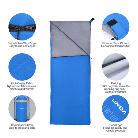 Lixada 190 * 75cm Outdoor Portable Envelope Sleeping Bag Camping Travel Hiking Multifunction Ultra-light 680g Backpacking - Lootquake