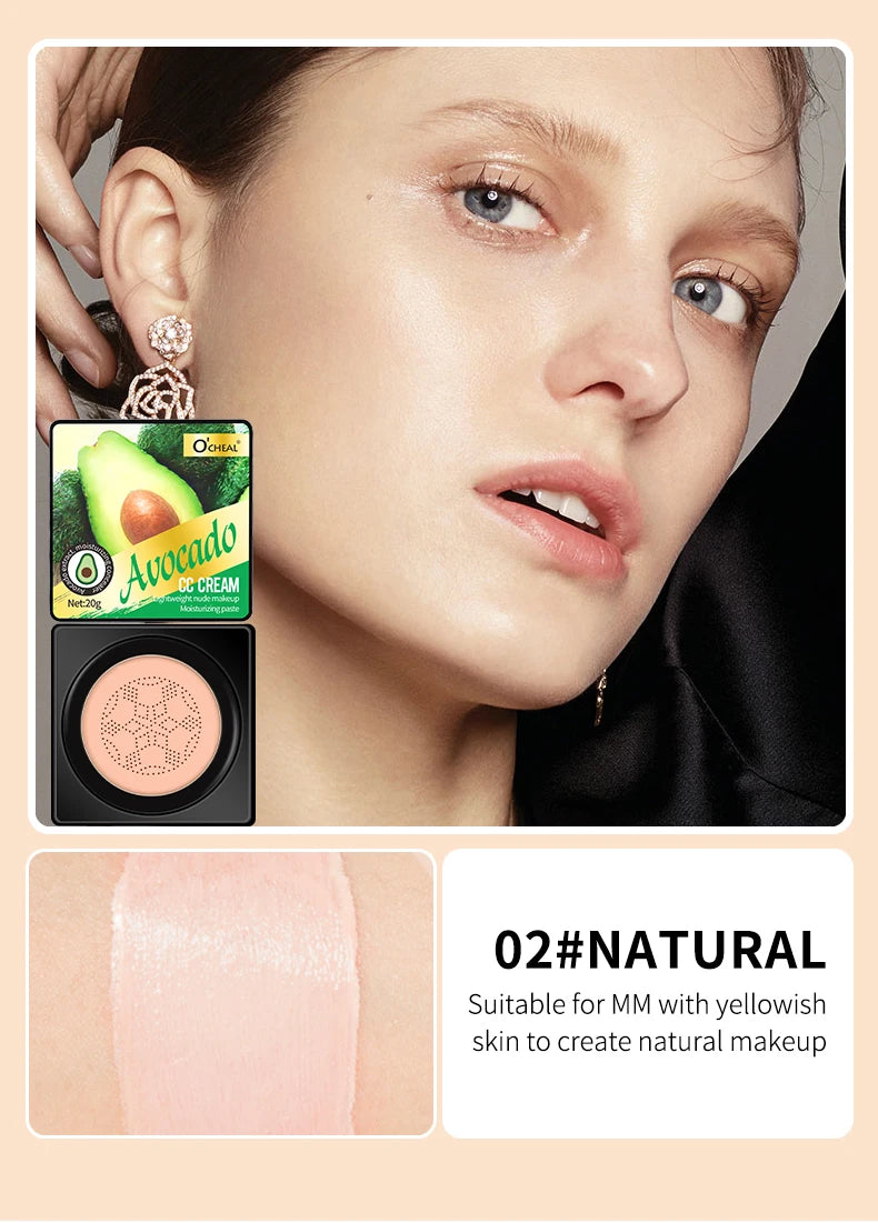 Base de maquillaje ligera con colchón de aire, crema CC, corrector hidratante natural, tono de piel uniforme, maquillaje de contorno de larga duración, cosméticos