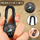 1 Pc Compass Thermometer Carabiner 3 in 1 Mini Compass Carabiner Clip Outdoor Hiking Survival Key Ring Double Sided Metal - Lootquake