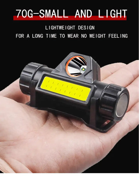 1-5PCS Portable Mini Powerful LED Headlamp XPE+COB USB Rechargeable Hunting Headlight Waterproof Head Torch with Tail Magnetic - Lootquake