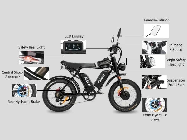 Electric bike 2000W Powerful Dual Motor 52V 40Ah Dual Battery Q20 Pro Ebike Motorcycle Mountain 20x4.0 Fat Tire Electric Bicycle