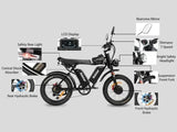 Electric bike 2000W Powerful Dual Motor 52V 40Ah Dual Battery Q20 Pro Ebike Motorcycle Mountain 20x4.0 Fat Tire Electric Bicycle
