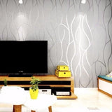 Papier peint décoratif pour chambre à coucher, 53 cm, autocollants muraux épais, rayures courbes, résistant à l'humidité, non tissé, style européen moderne