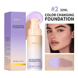 Base de maquillaje Lakerain que cambia de color CC Cream, base de maquillaje facial resistente al agua, base líquida, corrector impecable de larga duración.