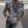 3D Print Dollar Pattern Shirts For Men Summer Short Sleeve Slim-Fit Button Up Casual Shirts Streetwear Mens Shirt Blouses Tops - Lootquake