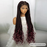 36 Inch Synthetic Braided Wigs Knotless Boho Braided Lace Wigs with Curly Ends Lace Front Braiding Hair Wig for Black Women