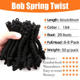 Bob Spring Twist Crochet Hair | Pre-Twisted Passion Twists | Pre-Looped Braids | 6-8 Inch | 20 Strands/Pack
