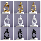 3pcs Thinker Statue Collectible Resin Abstract Art Sculpture Desktop Ornaments Christmas Gifts Home Decor for Office Study Shelf