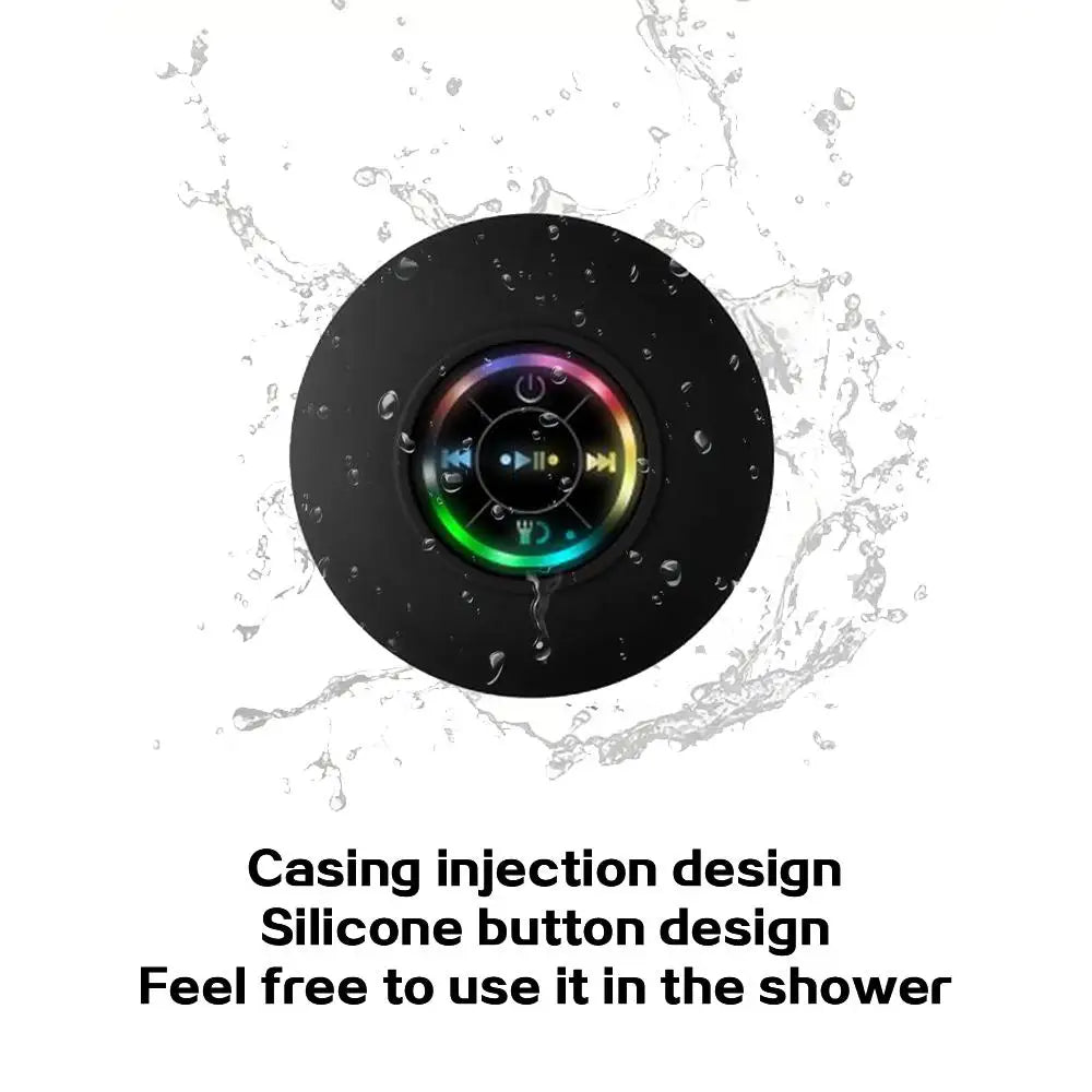 Altavoz Bluetooth impermeable con luces LED, altavoz de ducha inalámbrico portátil con ventosa para baño, viajes al aire libre