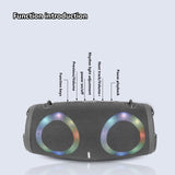 High power bluetooth speaker portable RGB colorful light waterproof wireless subwoofer 360 stereo surround TWS FM boombox