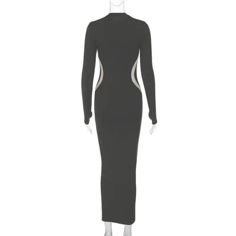 Hawthaw Women 2023 Autumn Winter Long Sleeve Party Club Streetwear Bodycon Black Long Dress Wholesale Items For Business - Lootquake