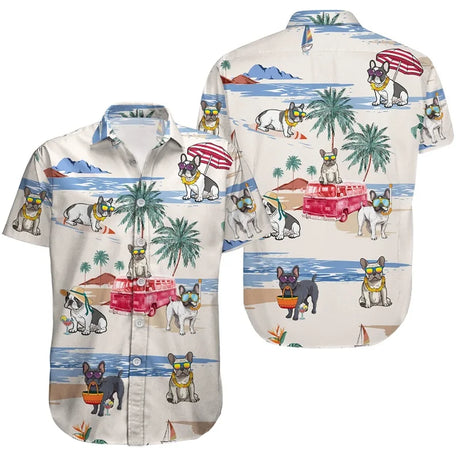 3D Full Print Hawaiian Dachshund Graphic Shirt For Men Summer Casual Button Up Surfing Beach Shirts Blusas Mens Oversize Tee Top - Lootquake