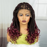 360° Full Lace Knotless Braids Wig with Wavy Ends | Baby Hair