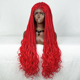 36" Water Wave Braided Wig | Lace Front | Baby Hair | Long Braids