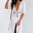 2024 Summer Bikini Cover-ups Women Bohemian Beach Long Dress Short Sleeve Lace Hollow Out Cardigan Swimwear Cover Ups Beachwear - Lootquake