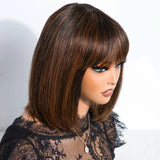"Put On & Go" Straight Bob Wig | Easy Wear Human Hair with Bangs & Realistic Scalp