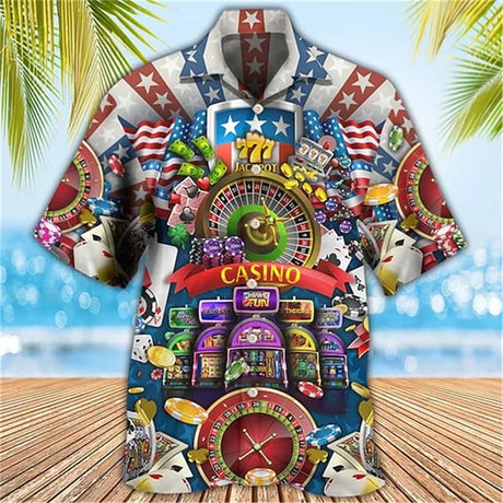 Men's 2024 Casual 3D Shirts Playing Card Printed Fun Shirts Street men's Summer Short Sleeved Clothing Men's Outdoor Clothing - Lootquake