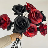 Halloween Decoration Artificial Flowers Bouquet With Pumpkins & Black Roses, Halloween Table Centerpiece For Dining Living Room