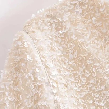 Sequined Party Dresses For Women Removable Sleeve O-neck Slim Long Dress Female 2025 Elegant White Lady Sexy Evening Vestidos - Lootquake