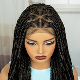 36" Ombre Boho Knotless Braids Wig | Curly Ends | HD Full Lace | Baby Hair