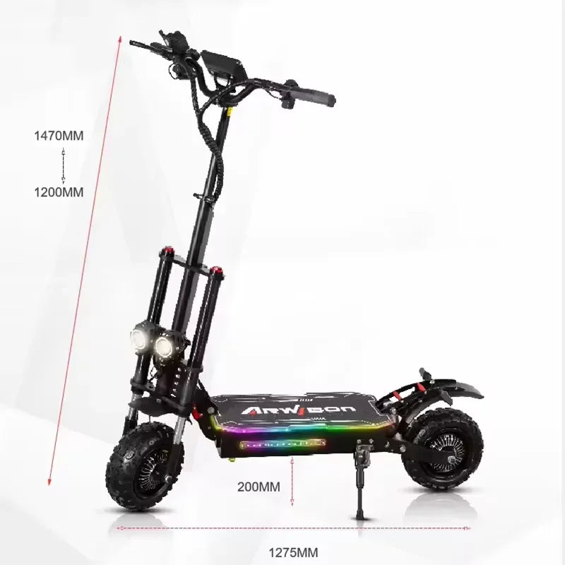 2024 5600W 60v38ah 11-inch off-road vacuum tire electric scooter with maximum speed of 85km/h and cruising range of 90km