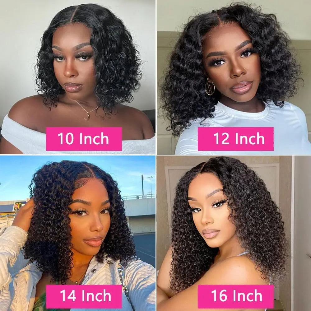 12" Deep Wave Bob Wig | 4x4 Lace Closure Wig | Brazilian Virgin Hair | Glueless Bob Wig