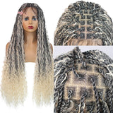 Bohemian Box Braided Wig | Full Lace Senegalese Twist & Goddess Locs Styles | Synthetic Braided Wig | Light Brown Lace