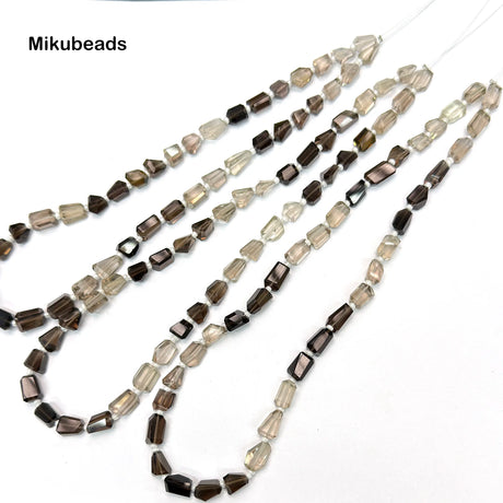 Natural AA Smoky Crystal 4.5-7.5*6.5-10mm Faceted Irregular Shape Beads Shinny Stone For Jewelry Making DIY Bracelet Necklace - Lootquake