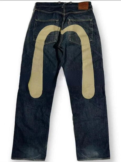 Jeans Women Gothic Y2K Retro Streetwear Black Cargo Punk Vintage Kpop Print Wide Leg Denim Panrts Female Autumn Trousers Pants - Lootquake