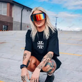 West Coast Choppers Cross Frame Print Women Tshirt Hip Hop Streetwear T-shirts Fashion Tees Short Sleeve Oversized Unisex Tops - Lootquake