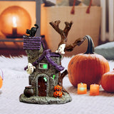 Haunted House Table Decor Glowing Halloween Decorations Resin with Ghost Table Ornament Figurines for Garage Fireplace Bathroom