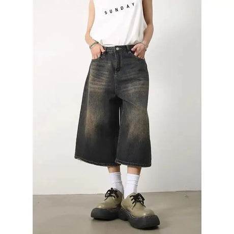 Deeptown Vintage Loose Jorts Jeans Y2k Streetwear Oversize Shorts Denim Pants Korean Fashion Baggy Grunge Trouser Summer Neutral - Lootquake