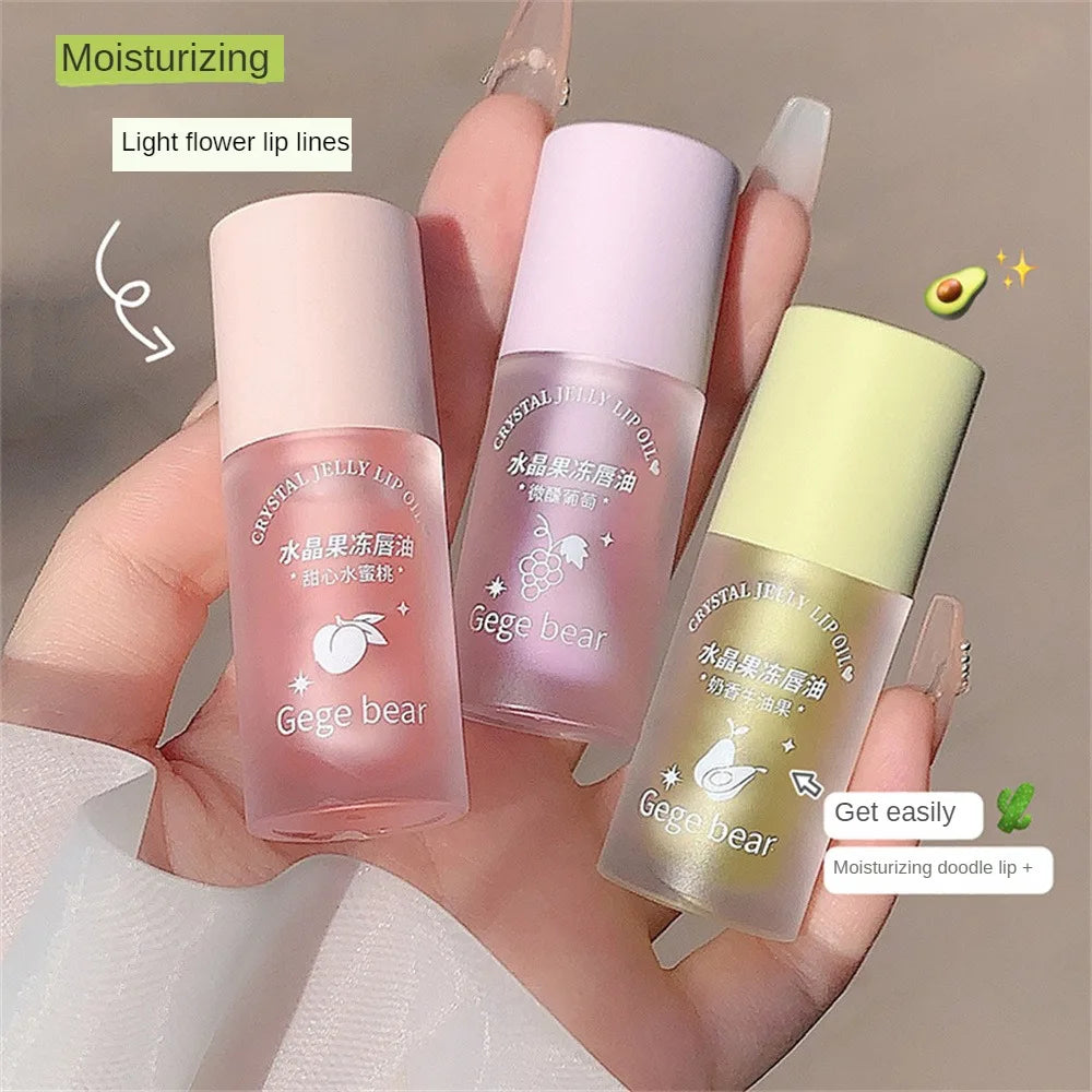 Fruity Crystal Jelly Lip Oil Hydrating Plumping Lip Coat for Lipstick Clear Lip Plumper Serum Tint Lips Care Makeup Cosmetic