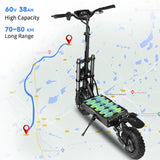 6000W Powerful Electric Scooter 60V 38Ah Max Speed 85km/h 100kmRange 11'' Tires Dual Shock Absorbing Folding EScooter for Adults