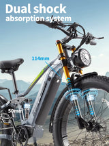 Bicicleta eléctrica de montaña Burchda RX80 de 1000 W y 50 km/h, batería de litio de 48 V y 20 Ah, de 26 pulgadas, para adultos.